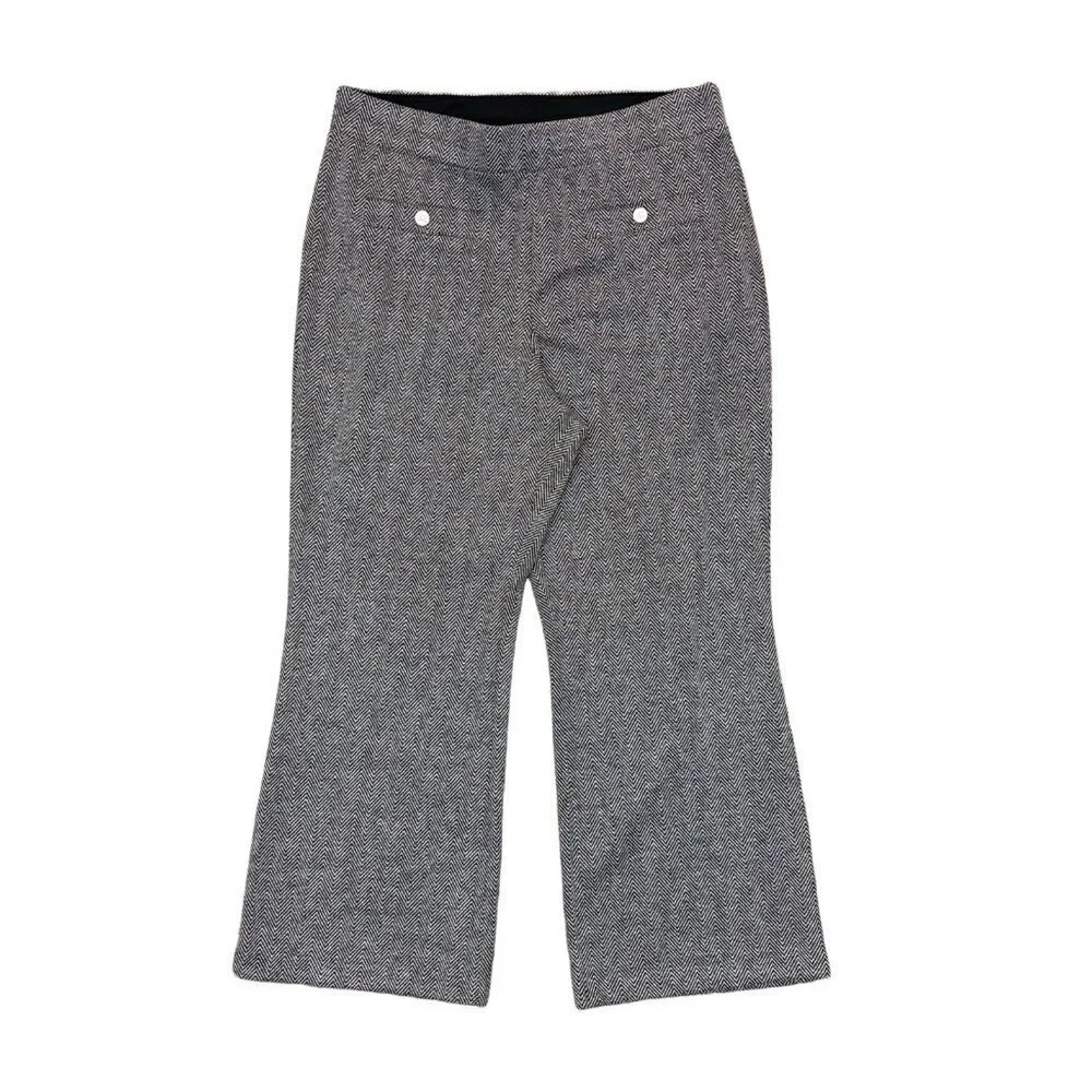 Michael Kors Women's Pants Size L Gray Cropped Wide Leg Pull On Stretch EUC